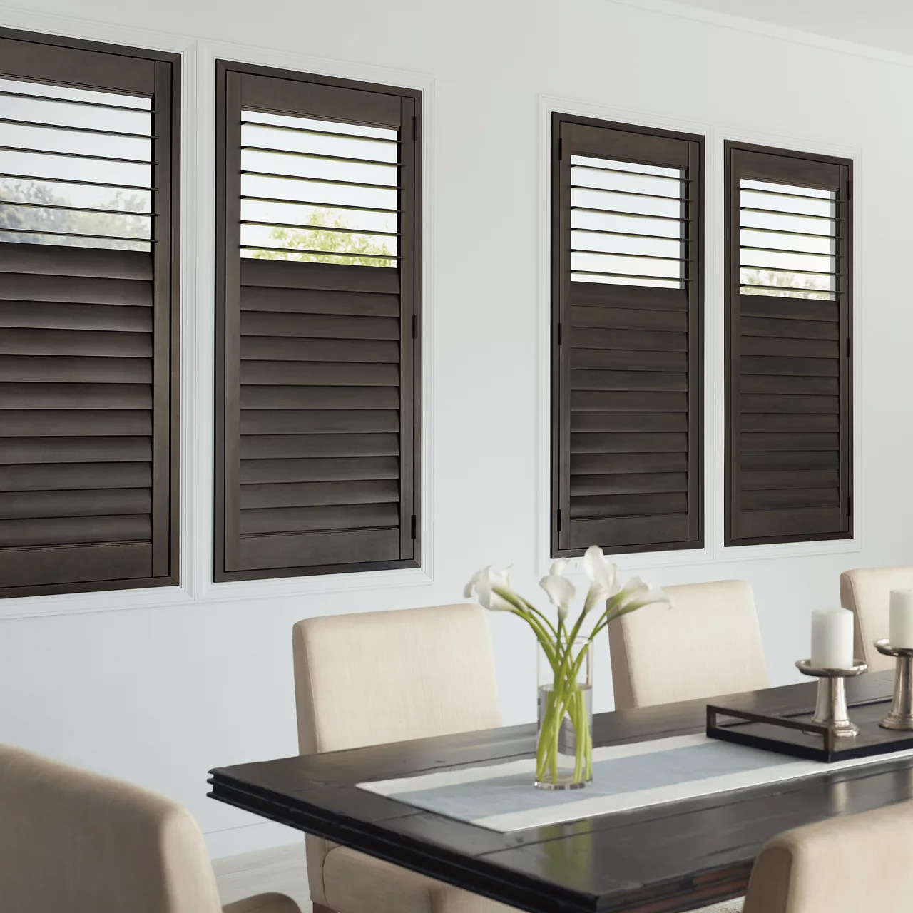 Custom Plantation Shutters with hidden tilt